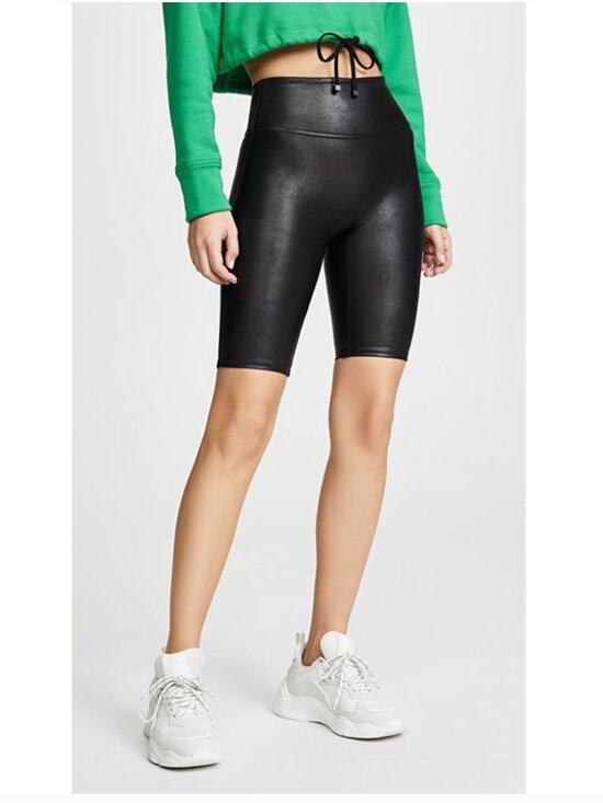 SPANX Pants - NWT SPANX Faux Leather Bike Shorts Black Size Small